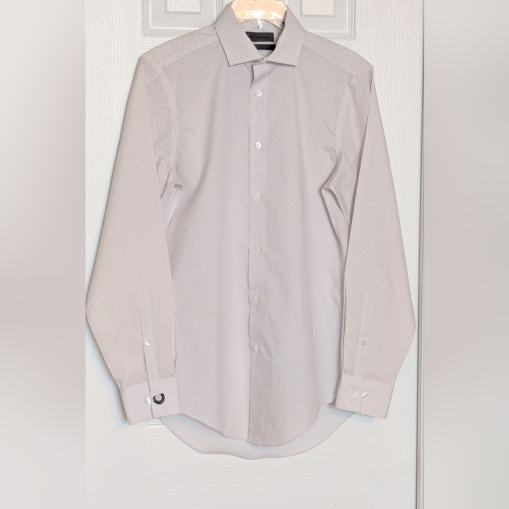 Calvin Klein Men's Geometric Pattern Slim-Fit Performance Non-Iron Dress Shirt